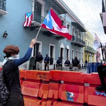 Puerto Rico flag protest Viejo San Juan